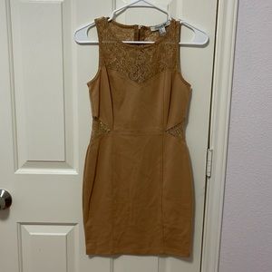 Beige dress with lace detailing